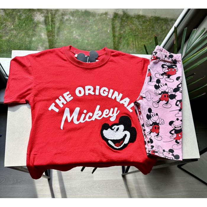 The Original Mickey Kırmızı Tişört ve Mickey Desenli Tayt Takım