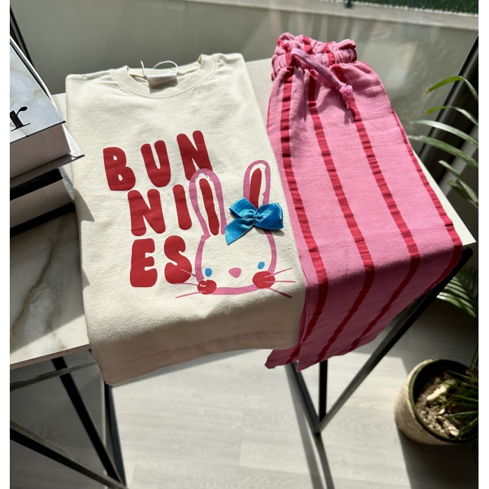 Bunnies Desenli Kız Çocuk Takım