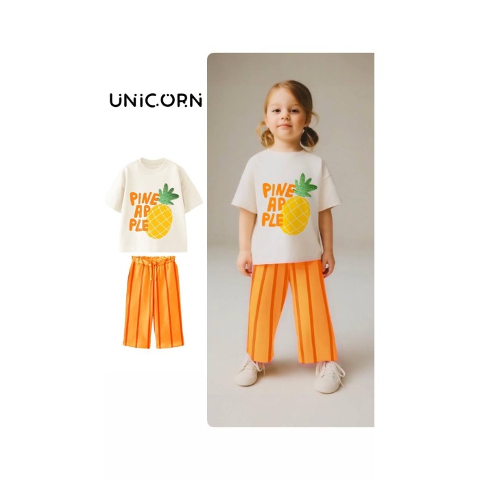 Pineapple Desenli Kız Çocuk Takımı