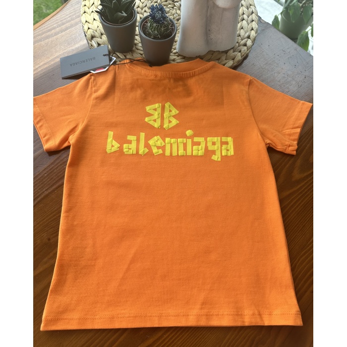 Balenciaga Baskılı Çocuk Tişört – Turuncu