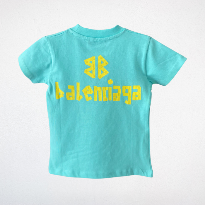 Balenciaga Baskılı Çocuk Tişört – Turkuaz