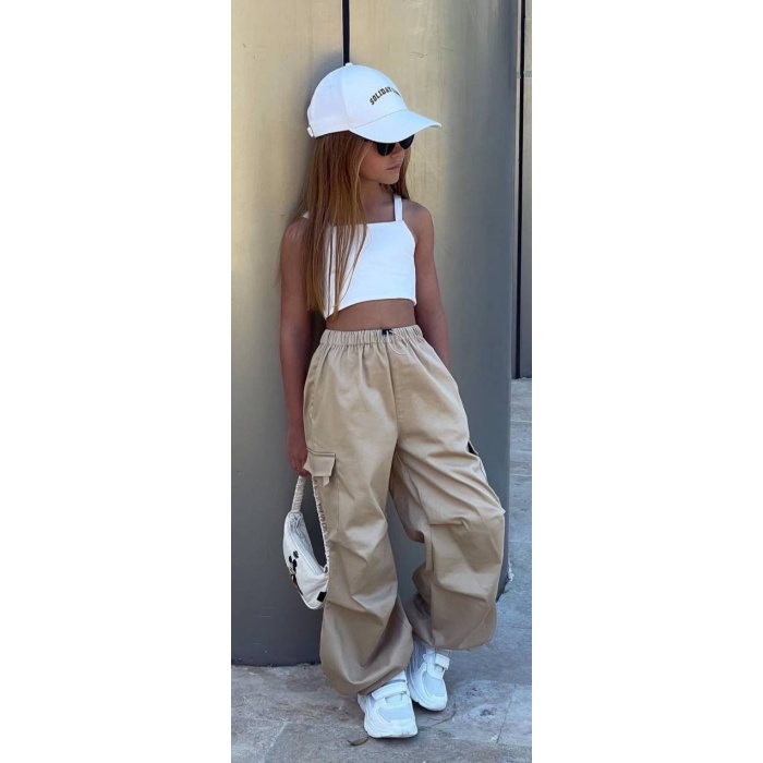 LA CİEL PARİS CROP PANTOLON TAKIM - BEJ