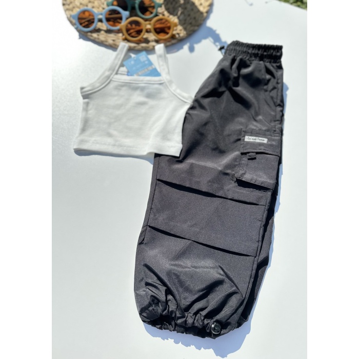 LA CİEL PARİS CROP PANTOLON TAKIM - SİYAH