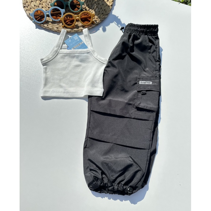 LA CİEL PARİS CROP PANTOLON TAKIM - SİYAH