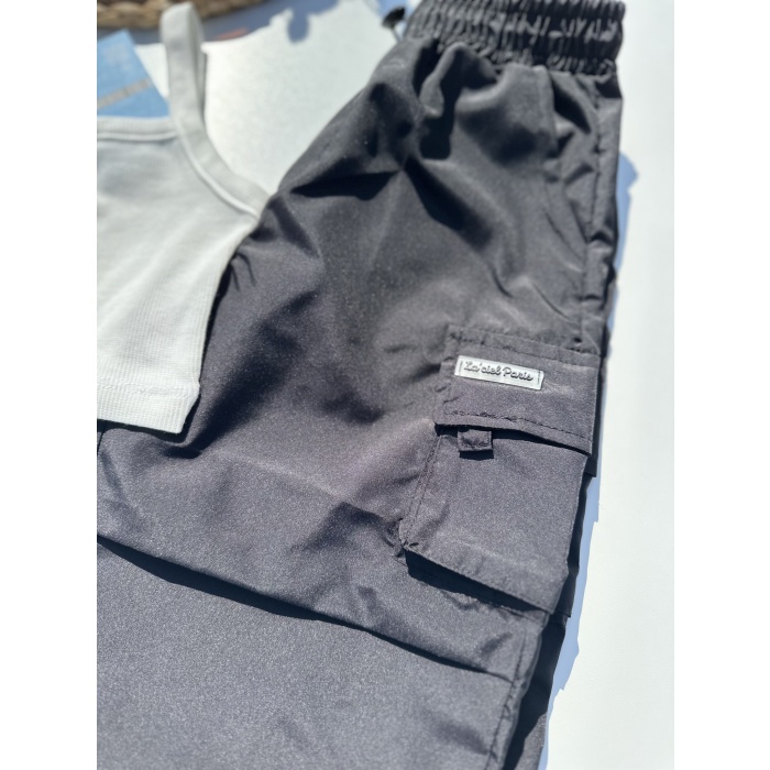 LA CİEL PARİS CROP PANTOLON TAKIM - SİYAH