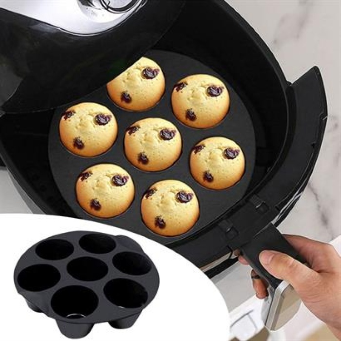 SAYMES 7 Gözlü Silikon Çok Amaçlı Airfryer Muffin Cupcake Kek ve Çörek Pişirme Kalıbı