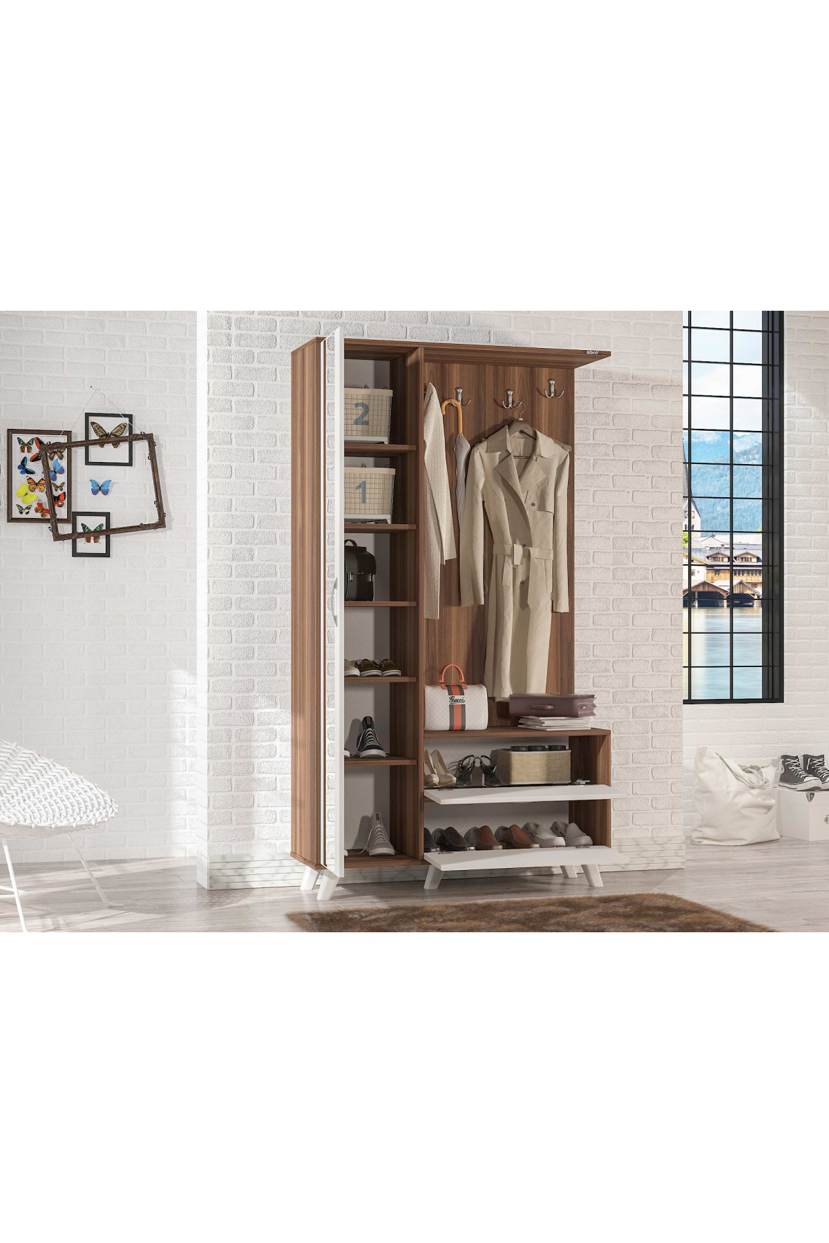 ABRE VM-342 CEVİZ  VESTİYER PORTMANTO