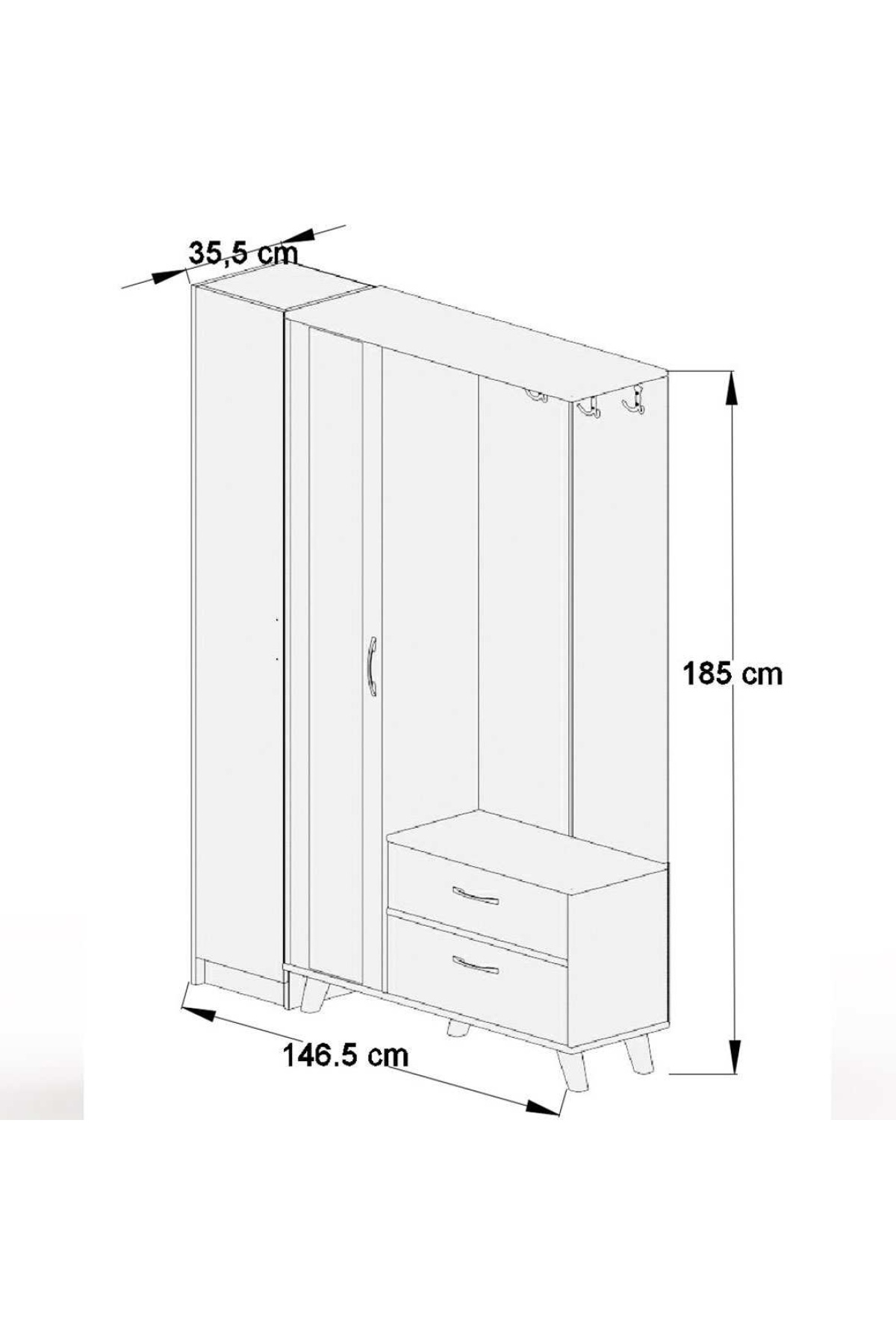 ABRE VM-34342 DORE CEVİZ VESTİYER PORTMANTO AYAKKABILIK