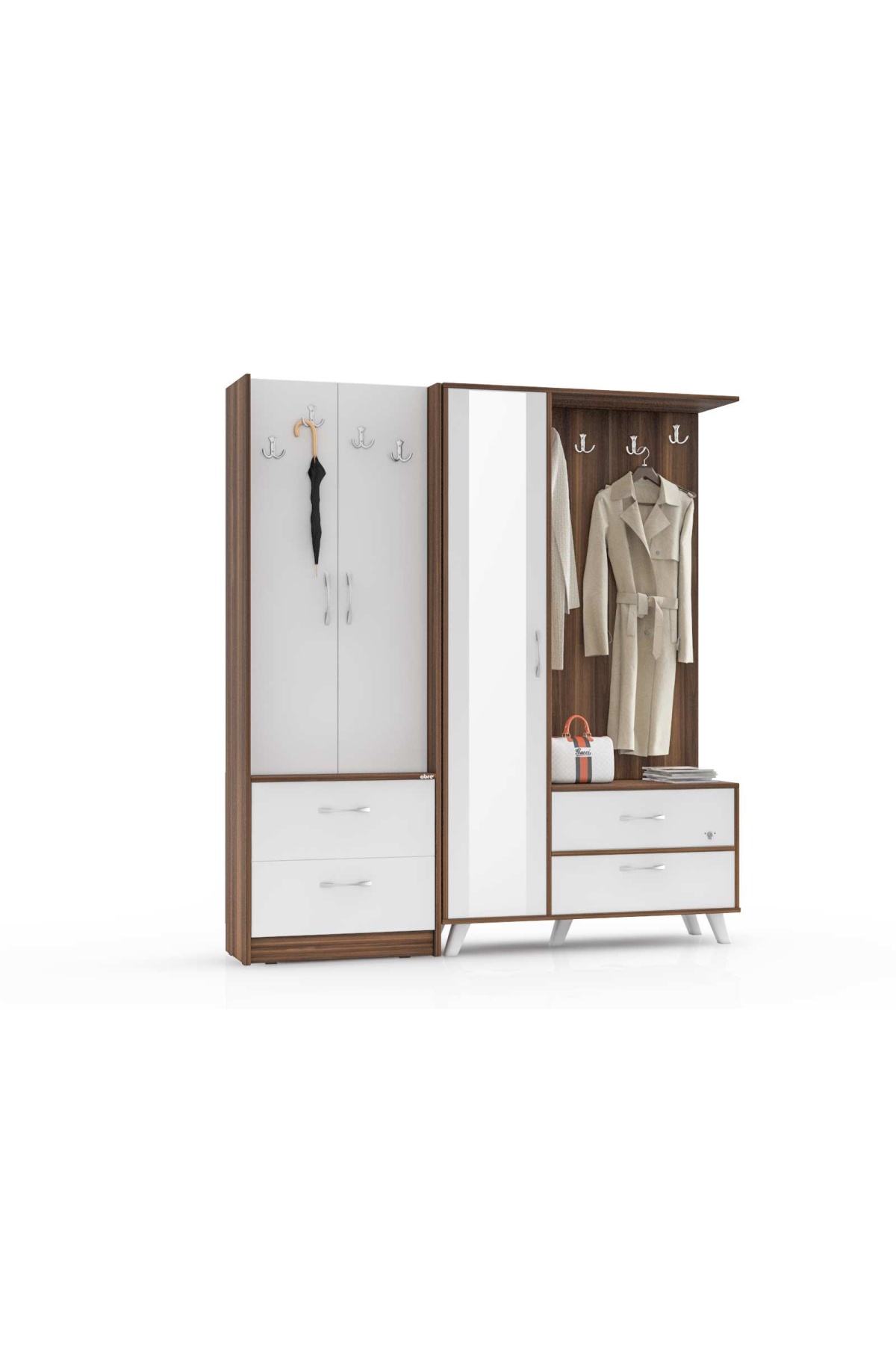 ABRE vm-342348 CEVİZ VESTİYER PORTMANTO AYAKKABILIK