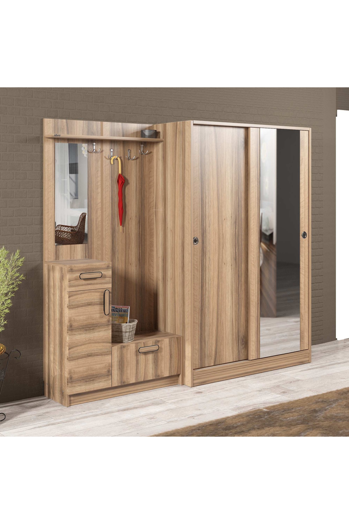 ABRE VM-36300 DORE CEVİZ VESTİYER PORTMANTO