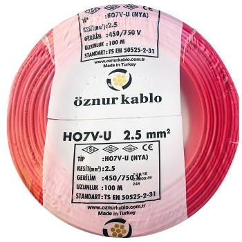Öznur 2,5 Mm NYA Kablo - 100 Metre Kırmızı