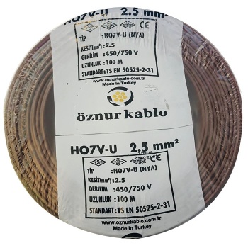 Öznur 2,5 Mm NYA Kablo - 100 Metre Kahverengi