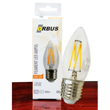 ORBUS 4 WATT DEKORATİF RUSTİK MUM AMPUL E27 DUY BEYAZ CAM