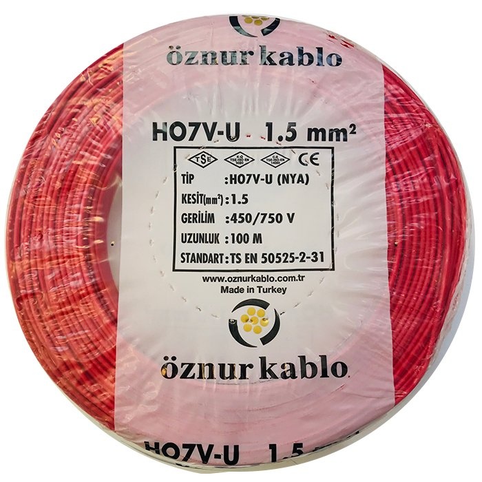 Öznur 1,5 Mm NYA Kablo - 100 Metre Kırmızı