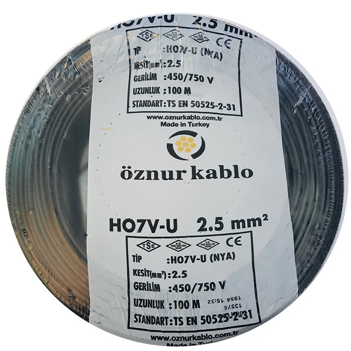 Öznur 2,5 Mm NYA Kablo - 100 Metre Siyah