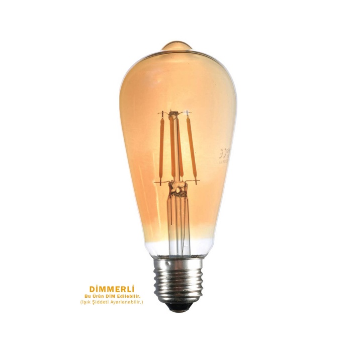 Edison St64 Flamanlı Rustik 4W Led Ampul Dekoratif Vintage Ampul – Dimmerli