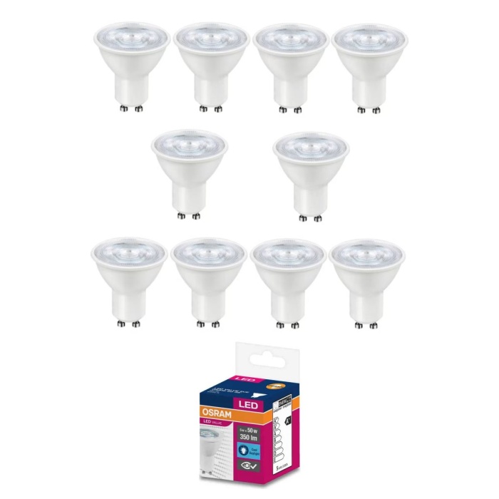 Osram 4.5-50W Beyaz Işık 6500K GU10 LED Spot Ampul 10 ADET Orijinal Kutulu