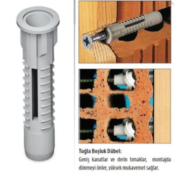 Boşluk Dübel Seti 10 Adet. 10mm Dübel , 6.0X70  Sunta Vidası