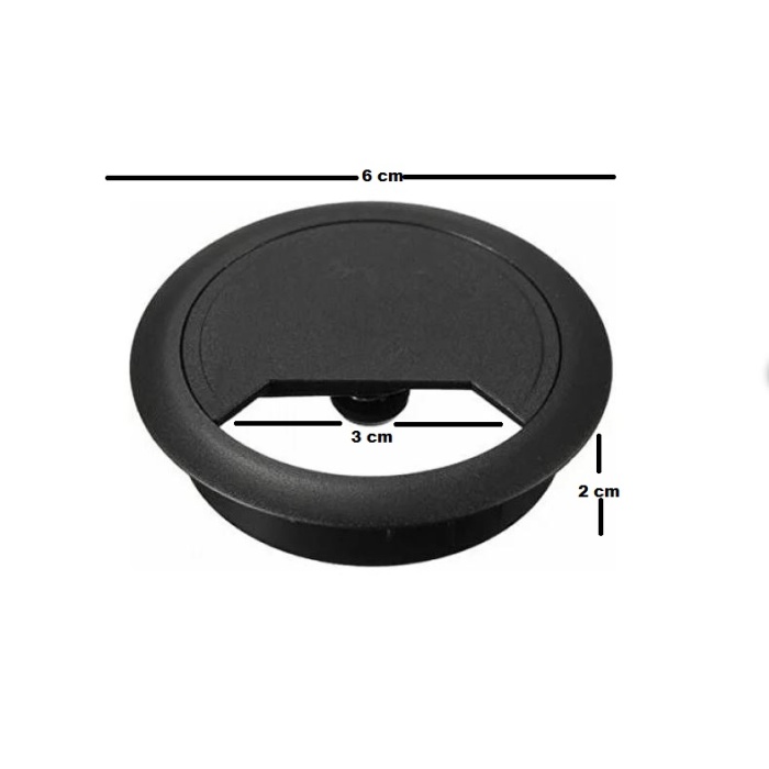 Masa Üstü Kablo Kanalı Deliği Kapağı Siyah Masa Kapağı 6 cm (5 Adet)