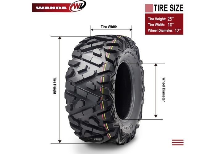 Wanda Set 25x8-12 ve 25x10-12 P350 6PR Atv Ön Arka Takım