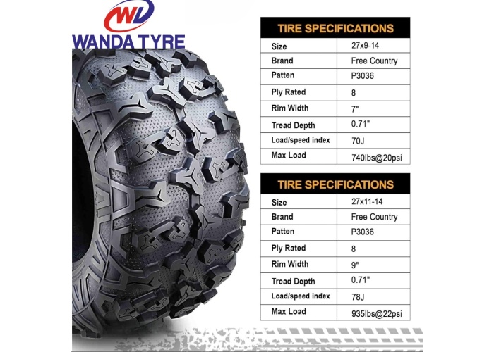Wanda 27x9.00-14 P3036 8PR Atv Utv Ön Lastik