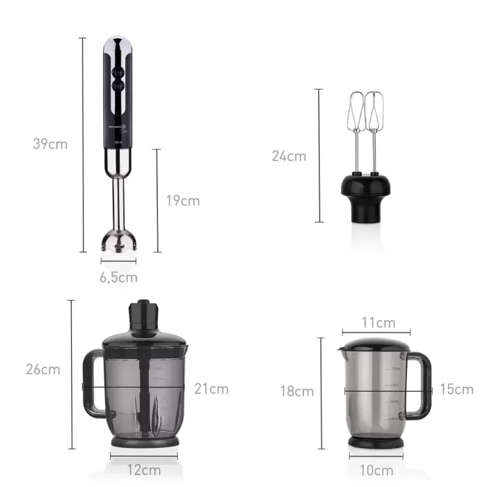 KORKMAZ A447-12 MİA MEGA BLENDER SET SİYAH/KROM