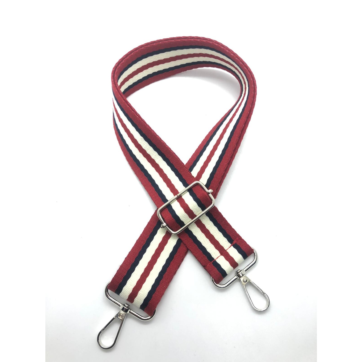 Ayarlanabilir Çanta Sapı 1.20cm (Bordo-Beyaz Şeritli)