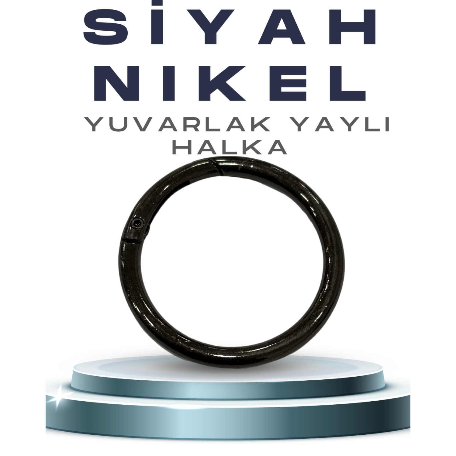 Aklar Malzeme 3 cm Metal Yaylı Halka Füme (Siyah) - 1000 Adet