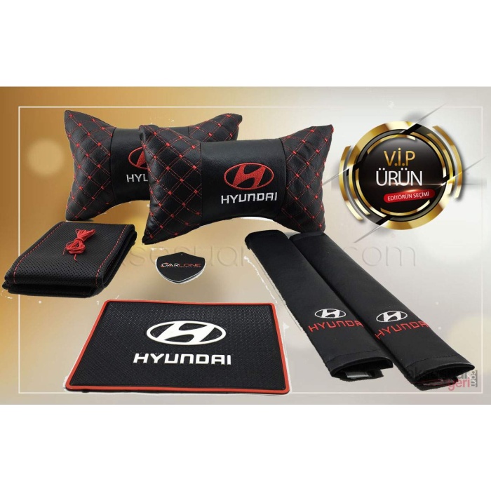 Hyundai  Deri Oto Boyun Yastığı Seti  - Hyundai Boyun Yastığı - Lüx Deri Set