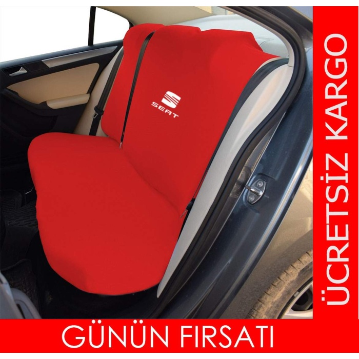 Seat Logolu Penye Oto Servis Kılıfı Likralı Kumaş Bağlama Lastikli A+ Yeri Üretim