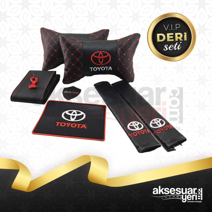 Toyota  Deri Oto Boyun Yastığı Seti  - Toyota Boyun Yastığı - Lüx Deri Set