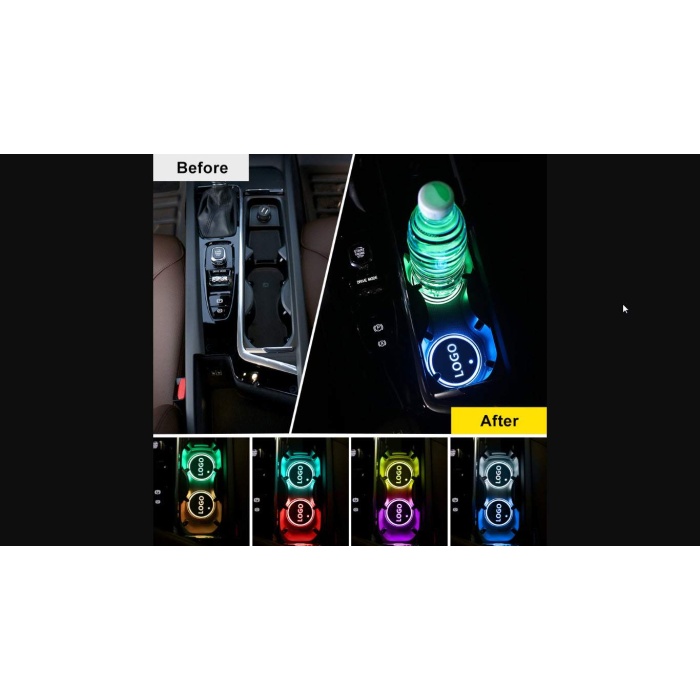 Renault Ledli Işıklı Bardaklık Altı - Usb Şarjlı - RGB Modlu -