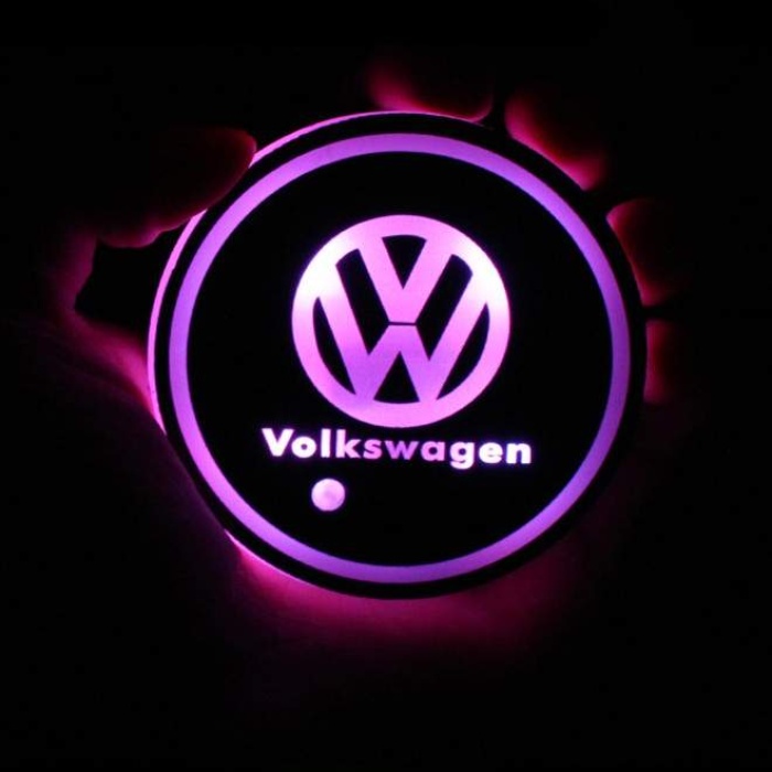 Volkswagen Ledli Işıklı Bardaklık Altı - Usb Şarjlı - RGB Modlu -
