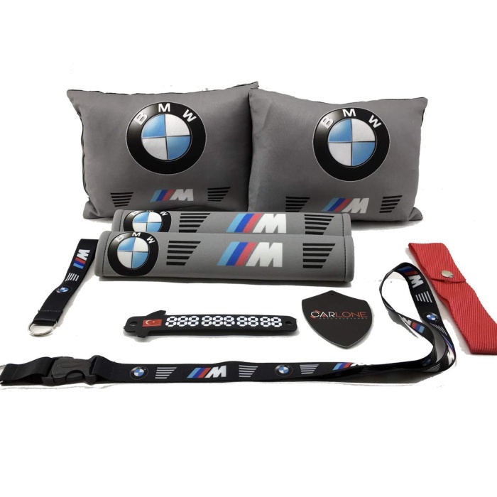 BMW Konfor Seti - BMW Oto Yastık Seti Kumaş - BMW Oto Boyun Yastığı Takım