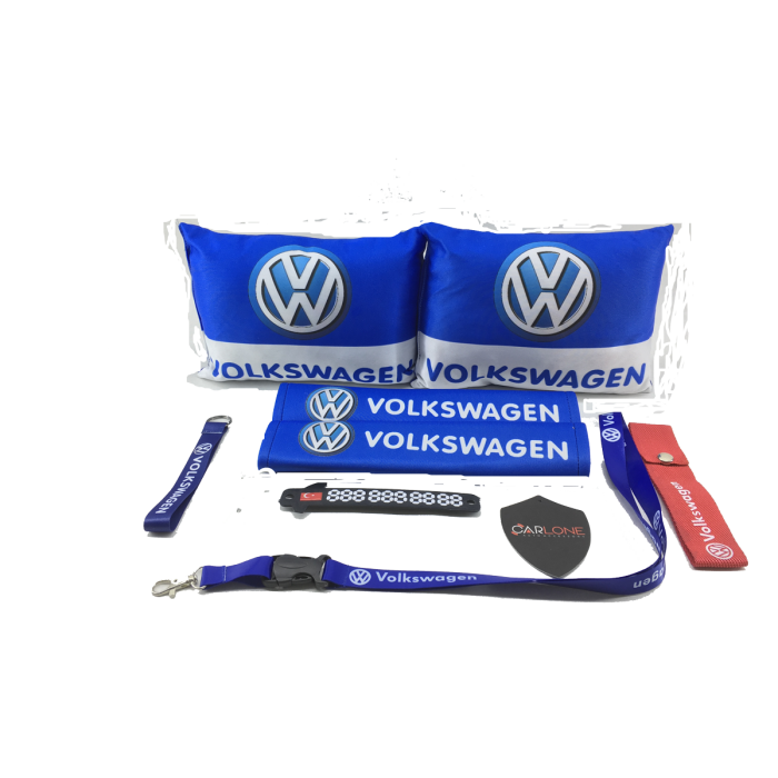 Volkswagen Konfor Seti - Volkswagen Oto Yastık Seti Kumaş - Volkswagen Oto Boyun Yastığı Takım