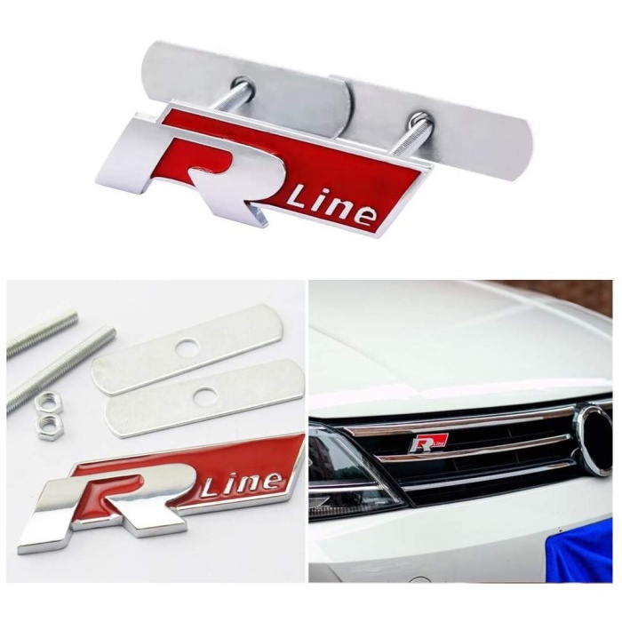 Volkswagen R-Line Kırmızı Panjur Arması - Orjinal Metal Ürün