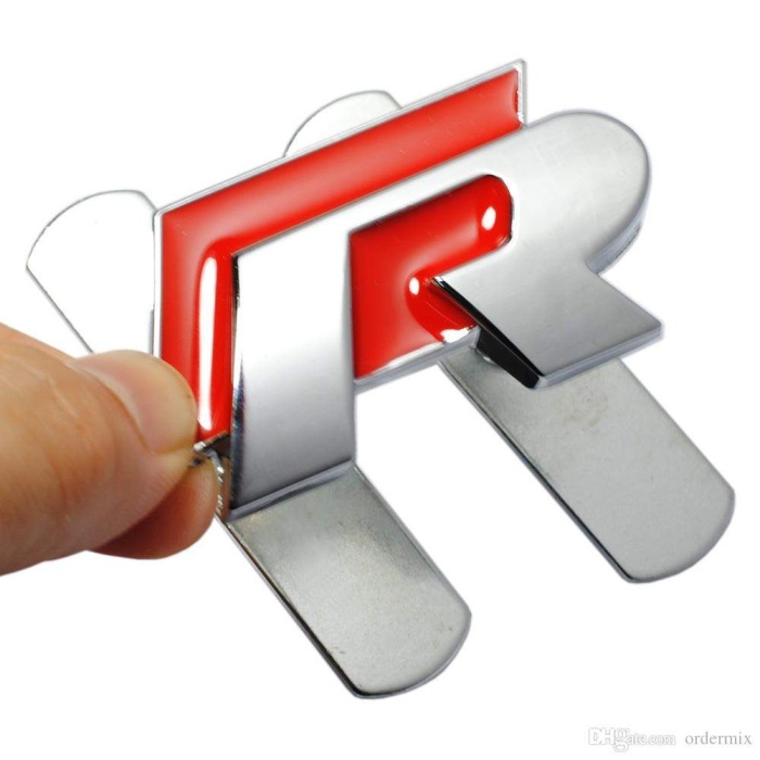 Volkswagen R Logo Kırmızı Panjur Arması Civatalı - Orjinal Metal Ürün