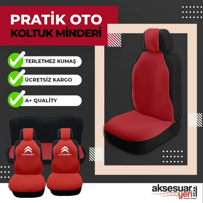 Citroen Uyumlu Oto Koltuk Minderi - Oto Koltuk Koruyucu Minder - Ön İki + Arka Serme