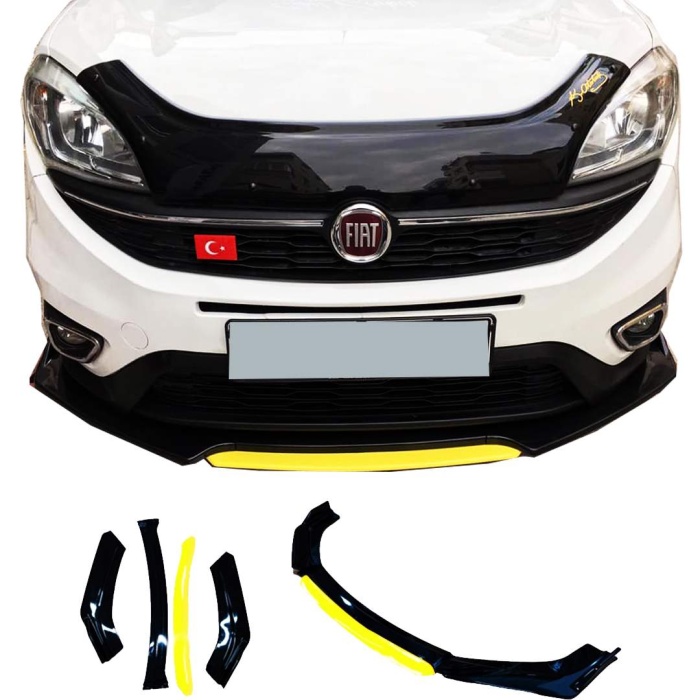 Fiat Doblo Uyumlu Ön Lip sarı Renkli 4 Parça - A+ Ürün - Dayanıklı Malzeme