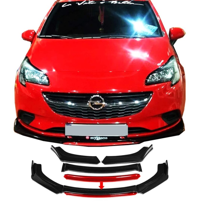 Opel Corsa Uyumlu Ön Lip kırmızı Renkli 4 Parça - A+ Ürün - Dayanıklı Malzeme