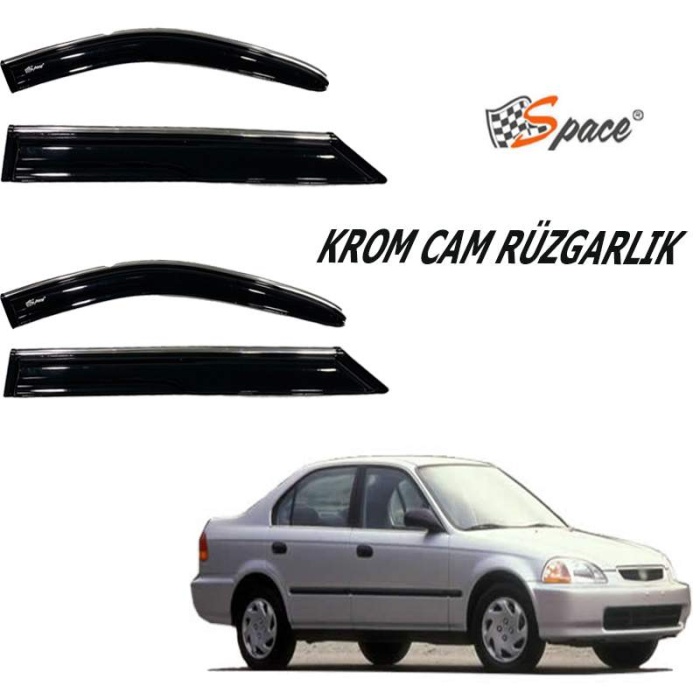 Honda Civic 1996-2001 4lü Kromlu Cam Rüzgarlığı A+ Yeni Dizayn