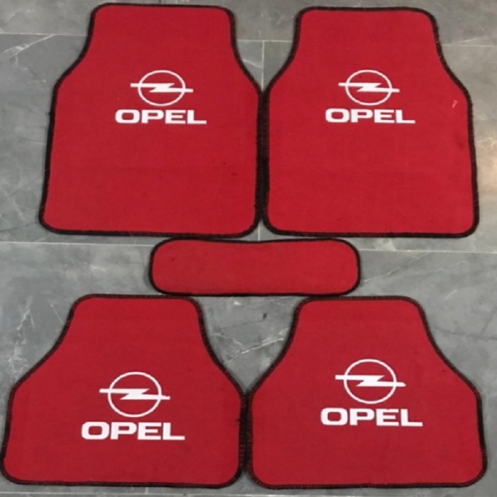 OPEL Logolu Kırmızı Halı Paspas 5 Parça Üniversal Model Kalın Malzeme