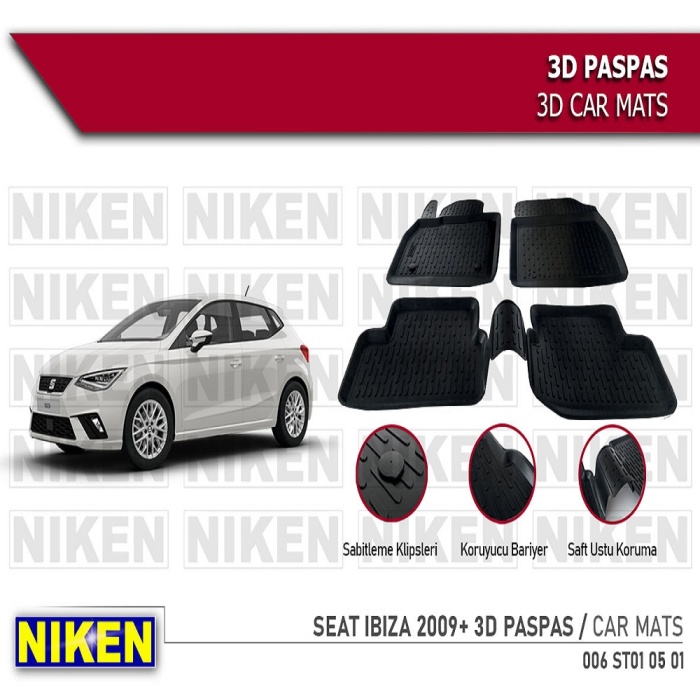 SEAT İBİZA 2009 ve sonrası Araca Özel 3d Derin Havuzlu Paspas