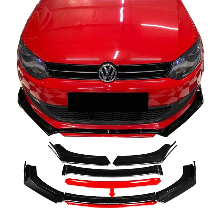 Volkswagen polo Uyumlu Ön Lip kırmızı Renkli 4 Parça - A+ Ürün - Dayanıklı Malzeme