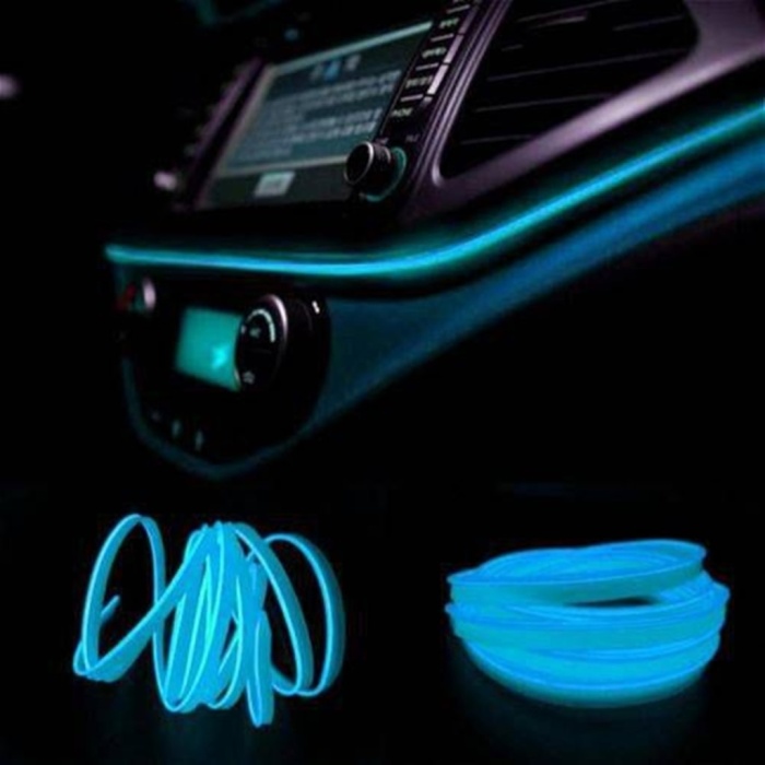İceBlue Buz Mavi Renk Neon İp Fitil 5Metre Işıklı Torpido Fitili Neon İp Araç İçi Torpido ledi