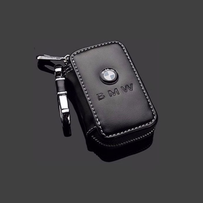 Bmw Logolu Lüks Deri Anahtarlık -Fermuarlı Çantalı Şık Yeni Tasarım