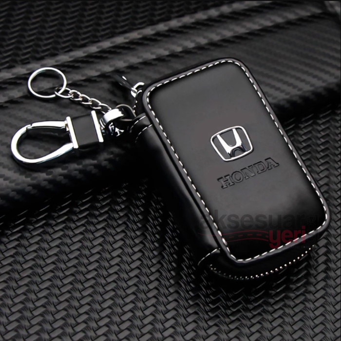 Honda Logolu Lüks Deri Anahtarlık -Fermuarlı Çantalı Şık Yeni Tasarım