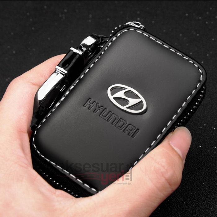 Hyundai Logolu Lüks Deri Anahtarlık -Fermuarlı Çantalı Şık Yeni Tasarım