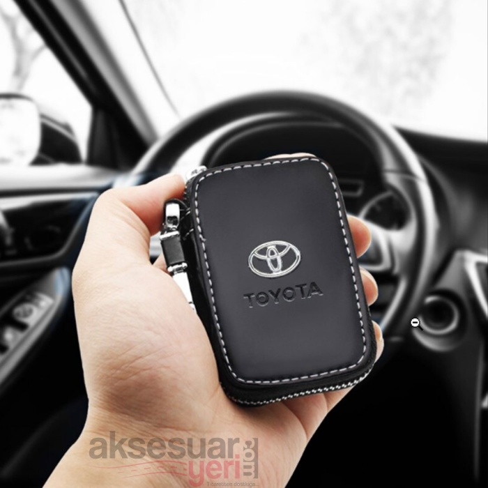 Toyota Logolu Lüks Deri Anahtarlık -Fermuarlı Çantalı Şık Yeni Tasarım