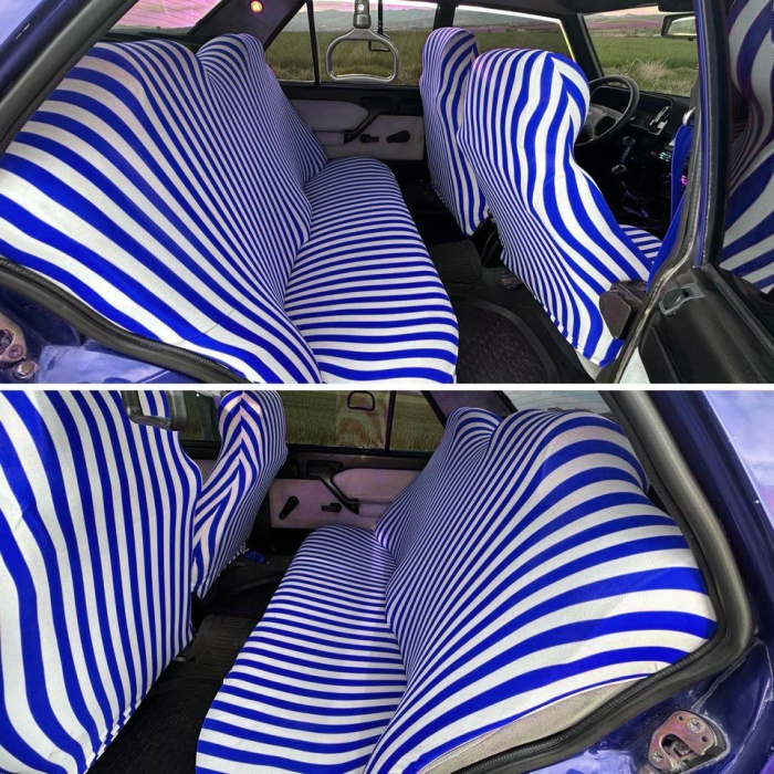 Mavi Çizgili Servis Kılıfı - Zebra Desen Servis Kılıfı